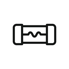 Poster - Electrical fuse line icon, glass fuse electronic component vector symbol with editable stroke