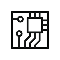 Poster - Integrated circuit line icon, printed circuit board electronic component vector symbol with editable stroke