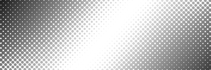Wall Mural - Dotted gradient halftone background. Horizontal seamless dots pattern in pop art style. Abstract modern stylish texture. Vector illustration.