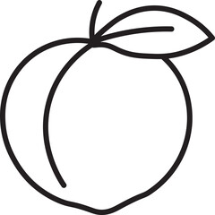 Poster - Peach fruit outline simple black line drawing isolated minimal fresh healthy organic sweet