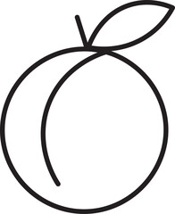 Poster - Peach fruit outline simple black line drawing minimal isolated transparency background healthy