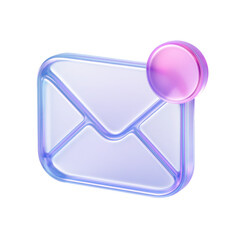 Poster - Translucent holographic email icon with notification badge, symbolizing digital communication and modern interface design