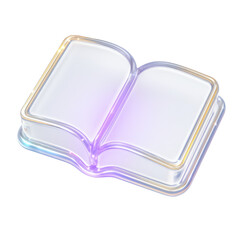 Poster - Glowing iridescent book icon symbolizing technology, digital learning, education, and innovation in modern educational concepts