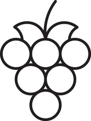 Poster - Grape fruit icon, black outline, simple design, isolated transparency background, minimal style