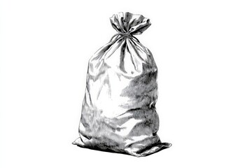 Leinwandbilder - Sack filled with an unknown substance resting on a plain surface in a minimalist atmosphere