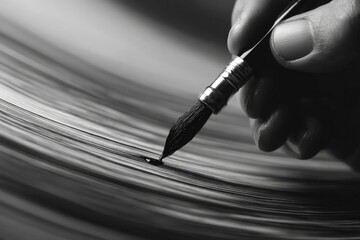 Leinwandbilder - Creative brushwork in black and white captures the artistry of fine detailing on textured paper