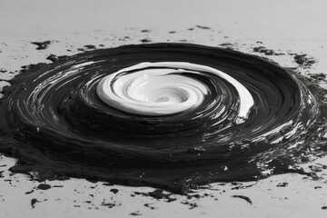 Leinwandbilder - Beautiful swirling mix of black and white paint creating an artistic texture on a canvas