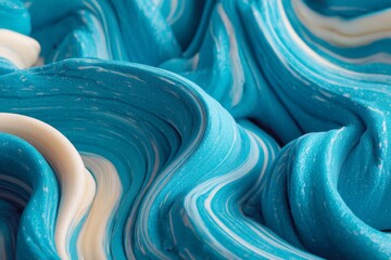 Leinwandbilder - Vibrant blue and white swirl pattern of textured soft material in an abstract design for artistic purposes