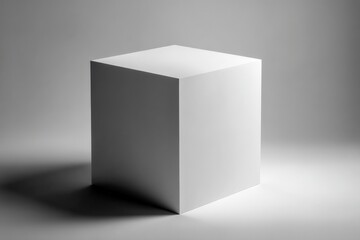 Fototapete - White geometric block on a softly illuminated surface creating a minimalist atmosphere in an art studio