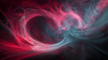 Poster - Intricate swirling abstract design of pink and teal colors.
