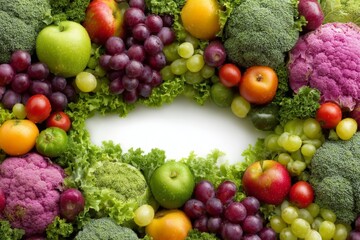 Poster - Fresh fruits and vegetables arranged beautifully in a colorful display for healthy eating