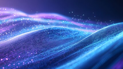 Poster - Abstract digital wave pattern in vibrant blue and purple hues.