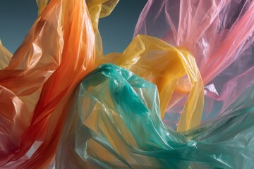 Poster - Colorful plastic sheets create dynamic textures under soft lighting in a creative display