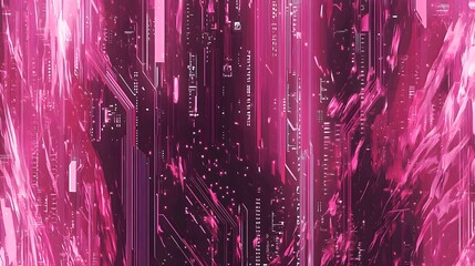 Poster - Abstract circuit design in vibrant pink and dark tones.