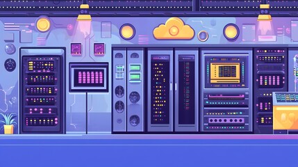 Poster - Futuristic server room interior design.
