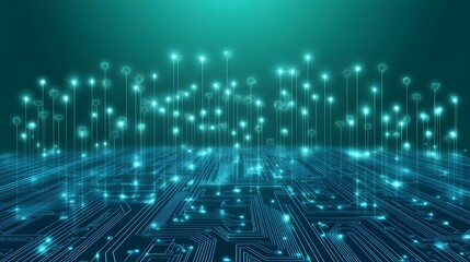 Poster - Abstract illustration of interconnected data points on a circuit board.