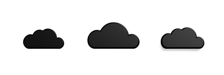 Poster - Black cloud icons in varying sizes on white background for design and illustration, isolated on transparent background