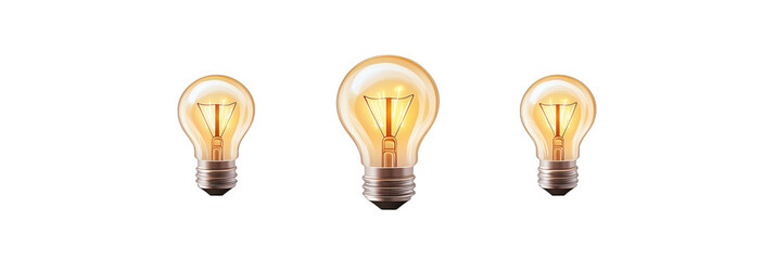 Poster - Light bulbs in various sizes showcasing vintage design and warm glow, isolated on transparent background