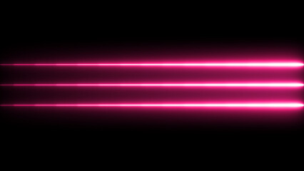Fototapete - Horizontal neon line animation. Red neon light  stripes on dark background. 4k