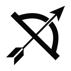 Poster - Archery bow icon. Simple archery bow silhouette vector illustration symbol website logo design. Bow and arrow flat style vector symbol icon isolated on white background.