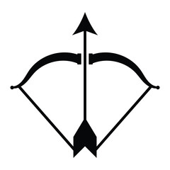Poster - Bow and arrow vector icon. Simple archery bow silhouette vector symbol website graphic design. Modern bow and arrow icon isolated on white. Vector illustration. EPS 10