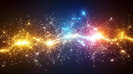 Poster - Abstract network graphic with glowing points and lines.