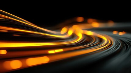 Aufkleber - abstract golden light streaks, blurred lines on a dark background. use for a technology, speed, or f
