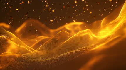 Poster - Abstract golden textured landscape with glittering particles.