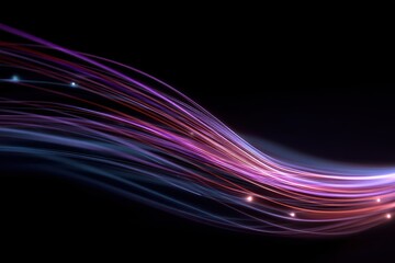 Poster - Abstract purple and blue light streaks on a black background. Great for technology, science, or futuristic presentation backgrounds.