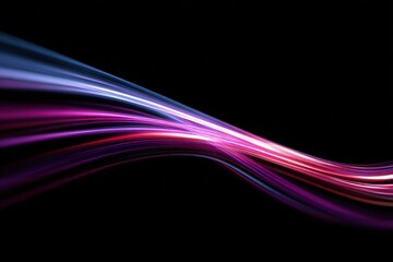 Aufkleber - abstract wave of magenta and blue light trails against a black backdrop. ideal for technology, scien