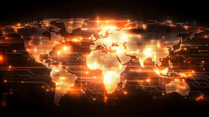 Poster - Global network map with glowing circuit lines.