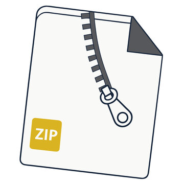 Document with a zipper and a yellow square labeled zip symbolizing compression or archiving