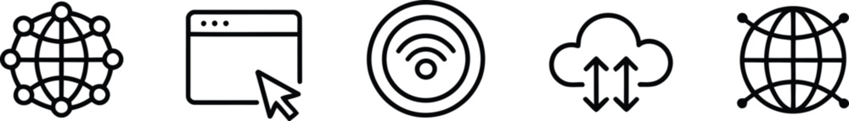 Poster - Black and White Internet and Technology Icons network
