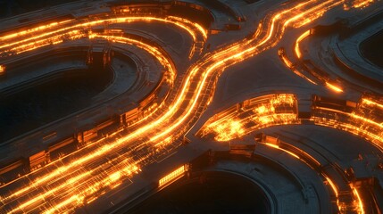 Poster - Intricate network of glowing pathways within a dark structure.