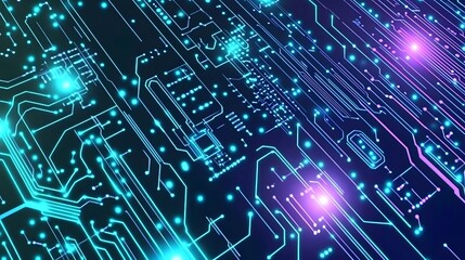 Poster - Complex circuit board design with glowing lines.