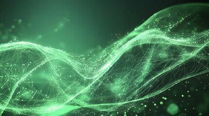 Poster - Abstract design with green glowing interconnected lines and dots.