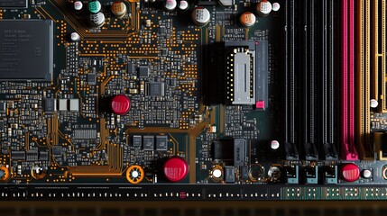 Poster - Close-up view of a circuit board with intricate components.