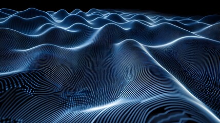 Poster - Abstract digital wave pattern in dark blue.