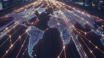 Poster - Global network map with glowing connections.