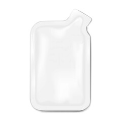 Wall Mural - white blank tear notch bottle-shaped sachet pouch. realistic 3d vector mockup. flat plastic bag. moc