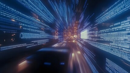 Poster - Digital highway filled with lines of code.
