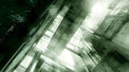 Poster - Abstract digital architecture interior design.
