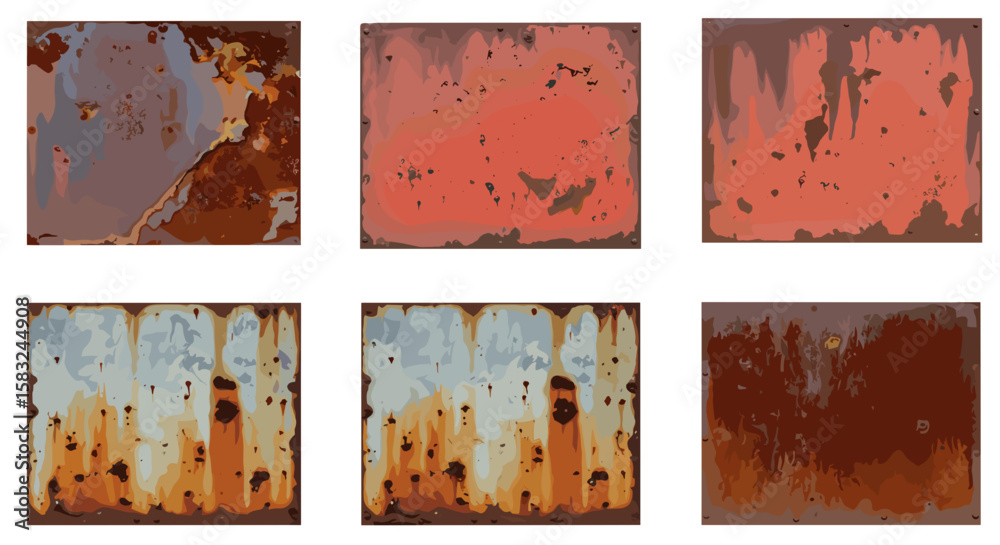 Six panels displaying varying degrees of rust and corrosion on ...