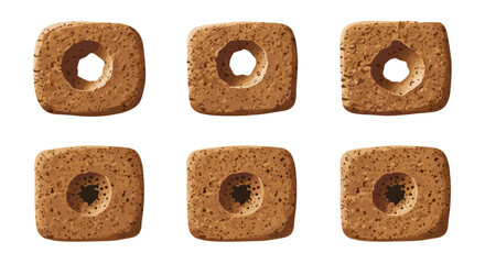 Poster - Six textured rectangular shapes with central holes arranged in a two by three grid formation on white backdrop
