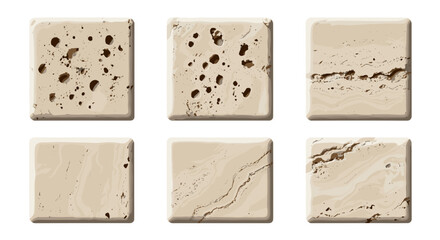 Poster - Collection of six rectangular blocks displaying varying textures and imperfections on a white background