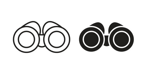 Binoculars icon in flat and liner trendy style for app ui designs