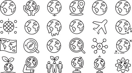 Poster - Diverse earth globe icons representing global concepts and actions world planet