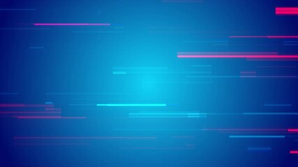 Poster - Abstract blue ultraviolet tech glowing neon lines background. Laser glitch effect. Seamless looping retro futuristic motion design. Video animation Ultra HD 4K 3840x2160