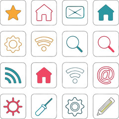 Poster - Web icons set: modern vector symbols for internet, communication, and business website design