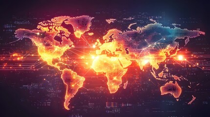Poster - Global network map with glowing connections.
